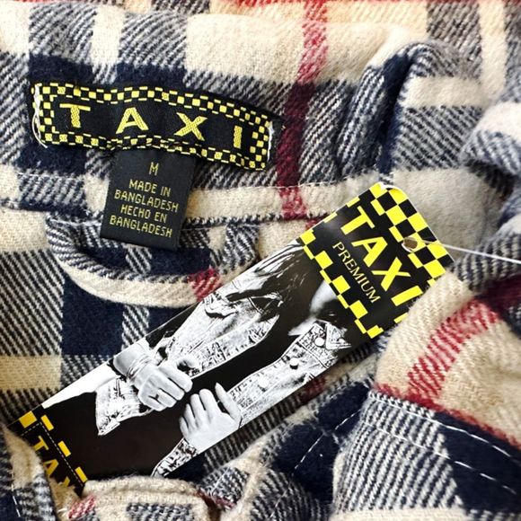 Taxi Premium Flannel Plaid Button Down Shirt Dress - MEDIUM - Picture 4 of 4
